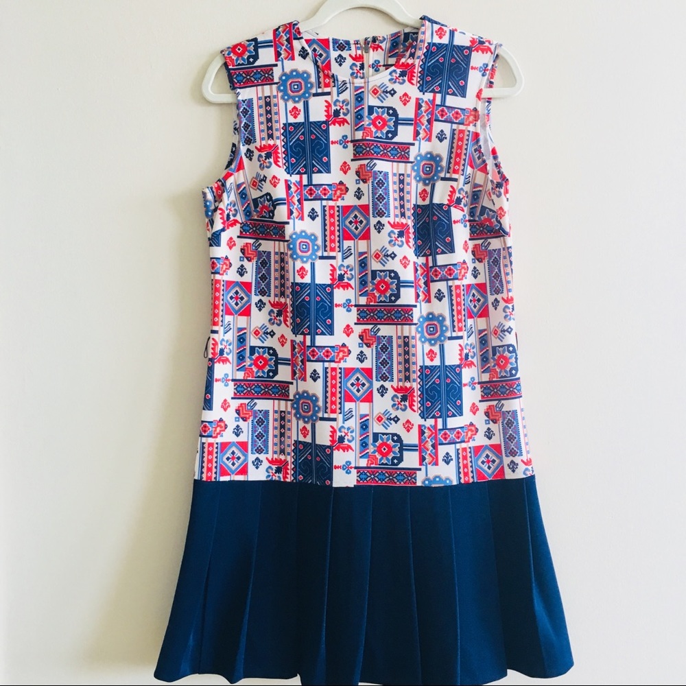 Vintage drop waist pleated dress